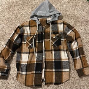 Manfinity Brown and Black Plaid Shirt